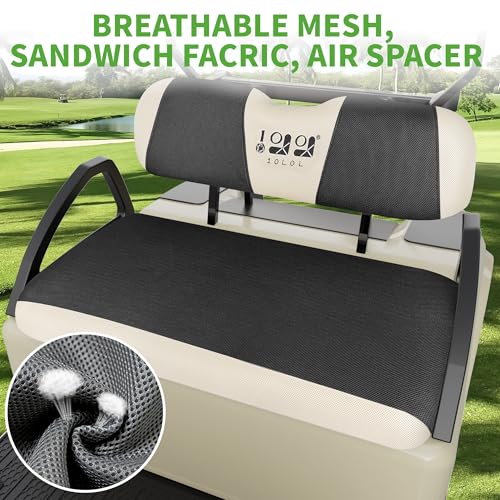 10L0L Golf Cart Seat Covers Kit - Universal Fit for EZGO TXT/RXV Front Seats | Breathable Mesh Fabric | Easy Installation | Black & Beige (No Staples Required)​​ - Image 4