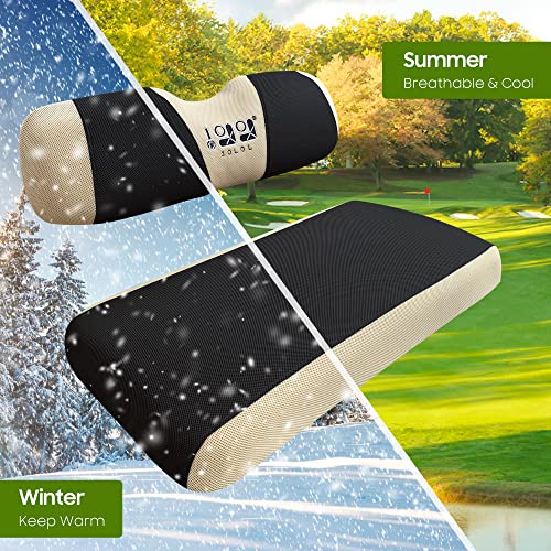 10L0L Golf Cart Seat Covers Kit - Universal Fit for EZGO TXT/RXV Front Seats | Breathable Mesh Fabric | Easy Installation | Black & Beige (No Staples Required)​​ - Image 3
