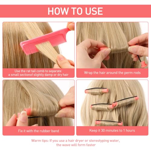 HASTHIP® 30pcs Heatless Hair Curler Kit, Cold Wave Hair Roller for Women, Small Perm Rods Styling Perming Curl Rods for Cold Wave Perm Curls - Image 4