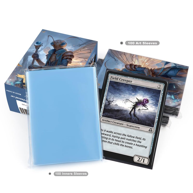 Katomula 100 MTG Card Sleeves with 100 Inner Sleeve, Textured Back Art Sleeves, Fit Standard Size Cards- Szarel - Image 5