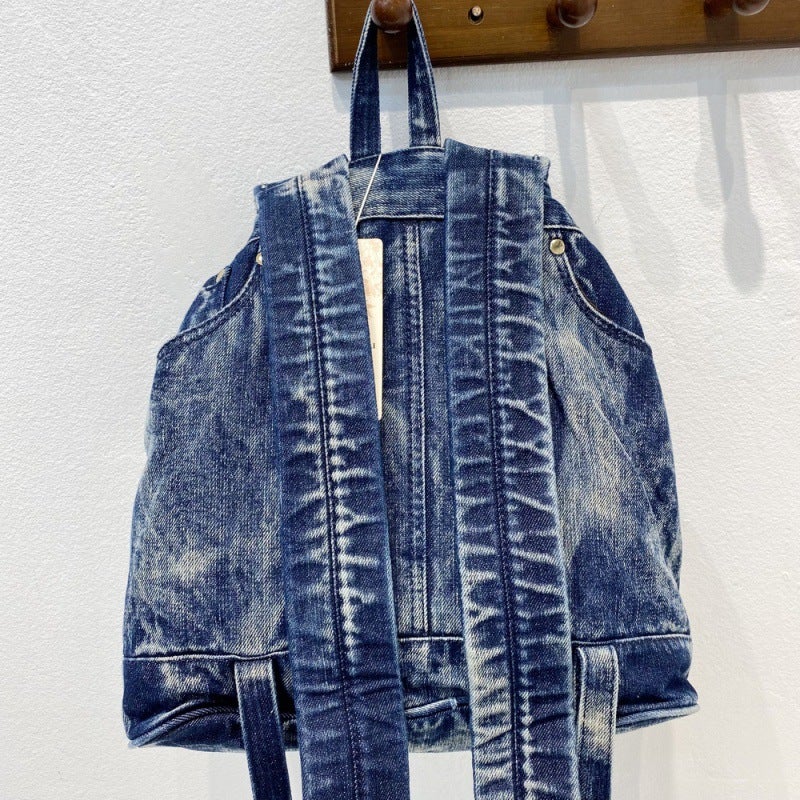 Bags For Women Korean Style Women'S Bag Retro Diamond Casual School Bag Denim Backpack Canvas Backpack - Image 4