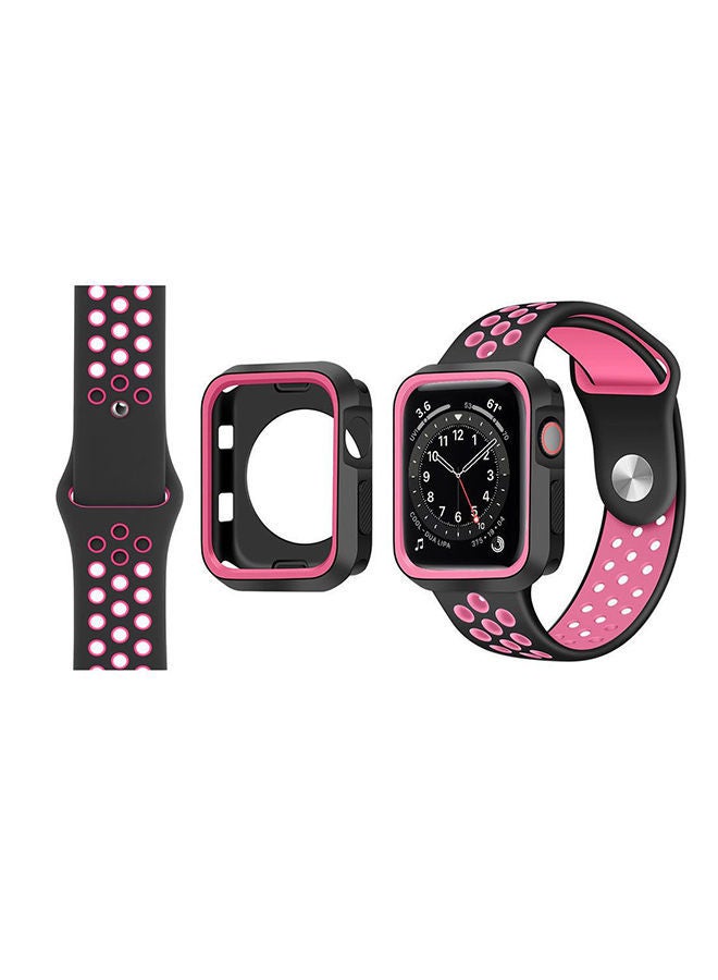 NIBEMINENT Tough Case Replacement Band For Apple Watch Series 6/SE/5/4 Black Pink