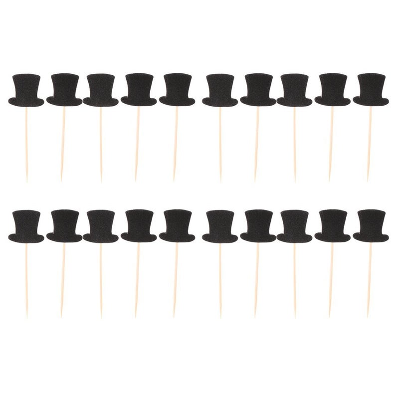 KODORIA 20pcs Paper Top Hats Cake Topper Cupcake Picks for Cake Decor Birthday Party Supplies - Image 2
