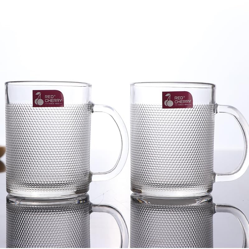 SKDBPM Glass Tea Coffee 250 ML Set of 2 Mugs Tea Cups Aldan Mug Crystal Clear with HandleTea Milk Hot and Cold Drinks Mug Kitchen and Dining Tableware Dinnerware SetPack of 2 - Image 5
