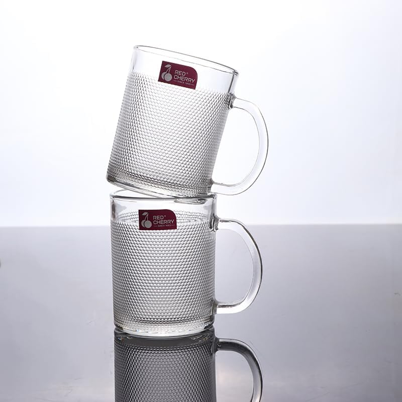 SKDBPM Glass Tea Coffee 250 ML Set of 2 Mugs Tea Cups Aldan Mug Crystal Clear with HandleTea Milk Hot and Cold Drinks Mug Kitchen and Dining Tableware Dinnerware SetPack of 2 - Image 3