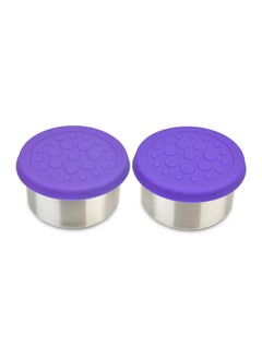 LunchBots LunchBots 4.5oz Leak Proof Snack and Side Dish Containers - Set of 2 (4.5 oz) - Spill Proof in Bags and Bento Boxes - Food Grade Stainless Steel and Silicone Lids - Dishwasher Safe - Purple Set  - Image 1