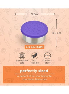 LunchBots LunchBots 4.5oz Leak Proof Snack and Side Dish Containers - Set of 2 (4.5 oz) - Spill Proof in Bags and Bento Boxes - Food Grade Stainless Steel and Silicone Lids - Dishwasher Safe - Purple Set  - Image 4