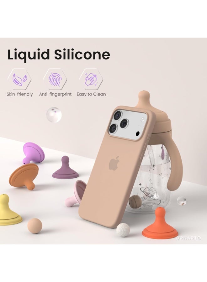 Q TRIPLE A Compatible with iPhone 17 Pro Max Case 6.9", Slim Liquid Silicone 3 Layers Soft Gel Rubber Shockproof Protective Cover with Anti-Scratch Microfiber Lining (Titanium Sand) - Image 2