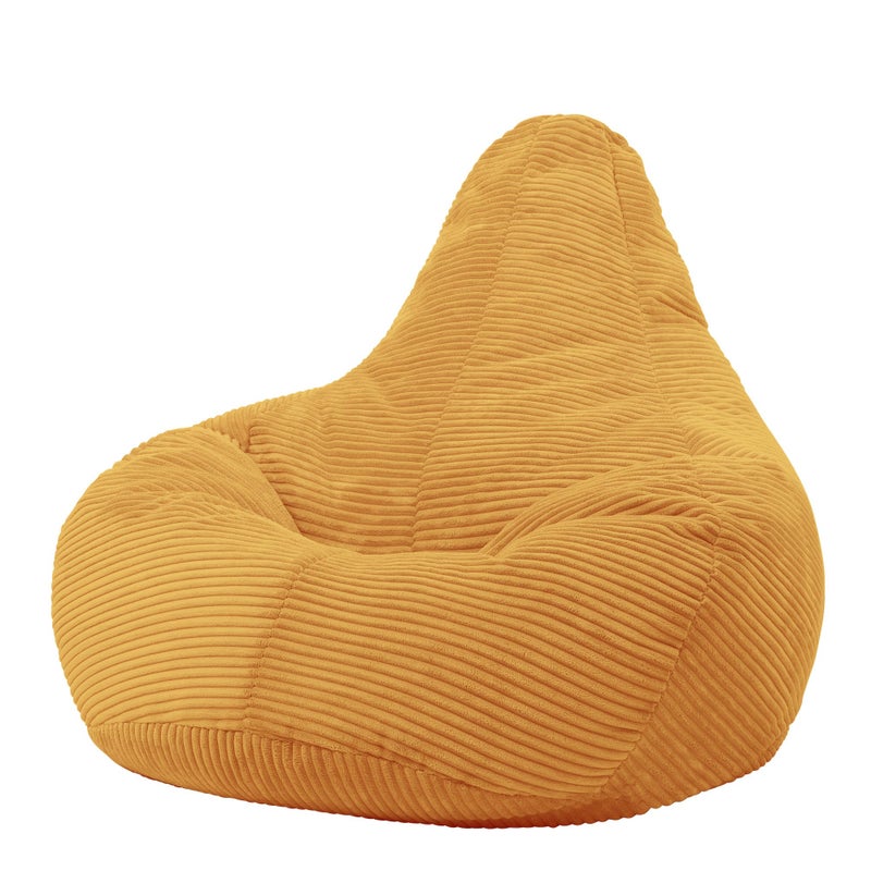 icon Dalton Cord Recliner Bean Bag Ochre Yellow Large Adult Bean Bag Chair with Filling Included Comfy Chair Living Room Furniture Bedroom Furniture