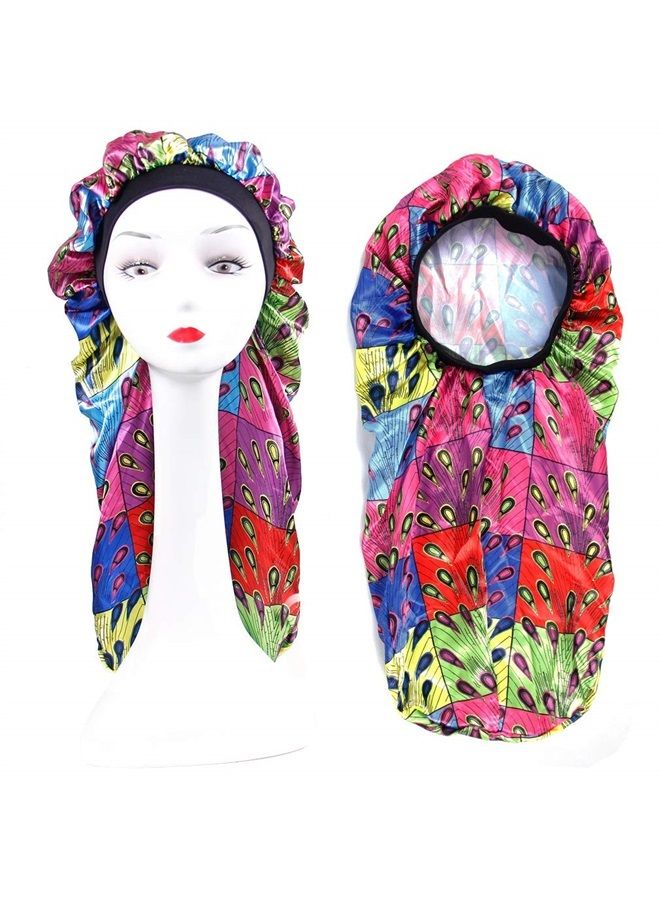 Aosome Extra Long Satin Bonnet for Braids Night Sleep Cap Hair Bonnets for Long Curly Hair Dreadlock Covers Colorful