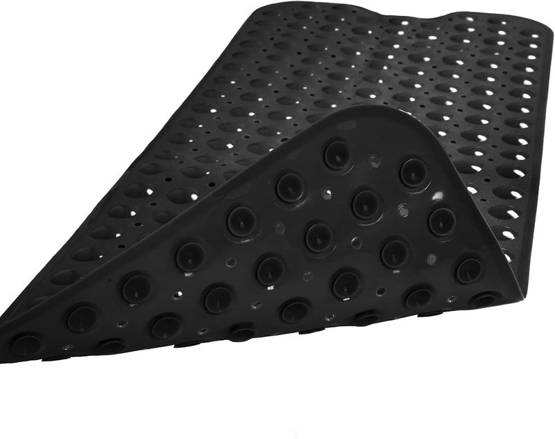 Linoows Bathtub and Shower Mats, Extra Long Non-Slip Bath Mat 39 x 16 Inch, Machine Washable Bath Tub Mat with Suction Cups & Drain Holes for Bathroom, Black - Image 2