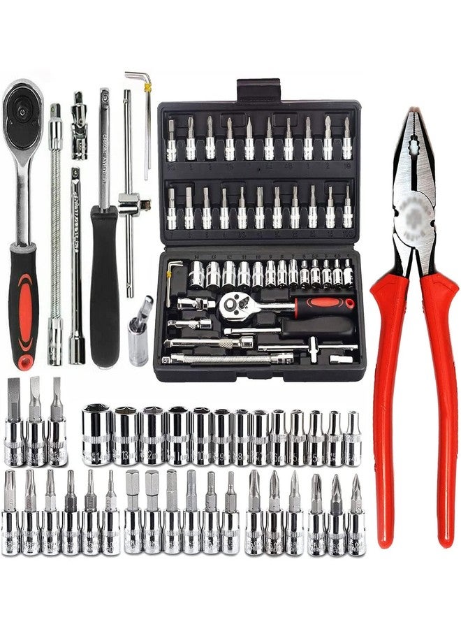 HELLARO 46-Piece Small Multi-Purpose Tool Kit, Combination Wrench Set, Precision Socket Set, Screwdriver, Bike & Car Tool Kit - Image 1