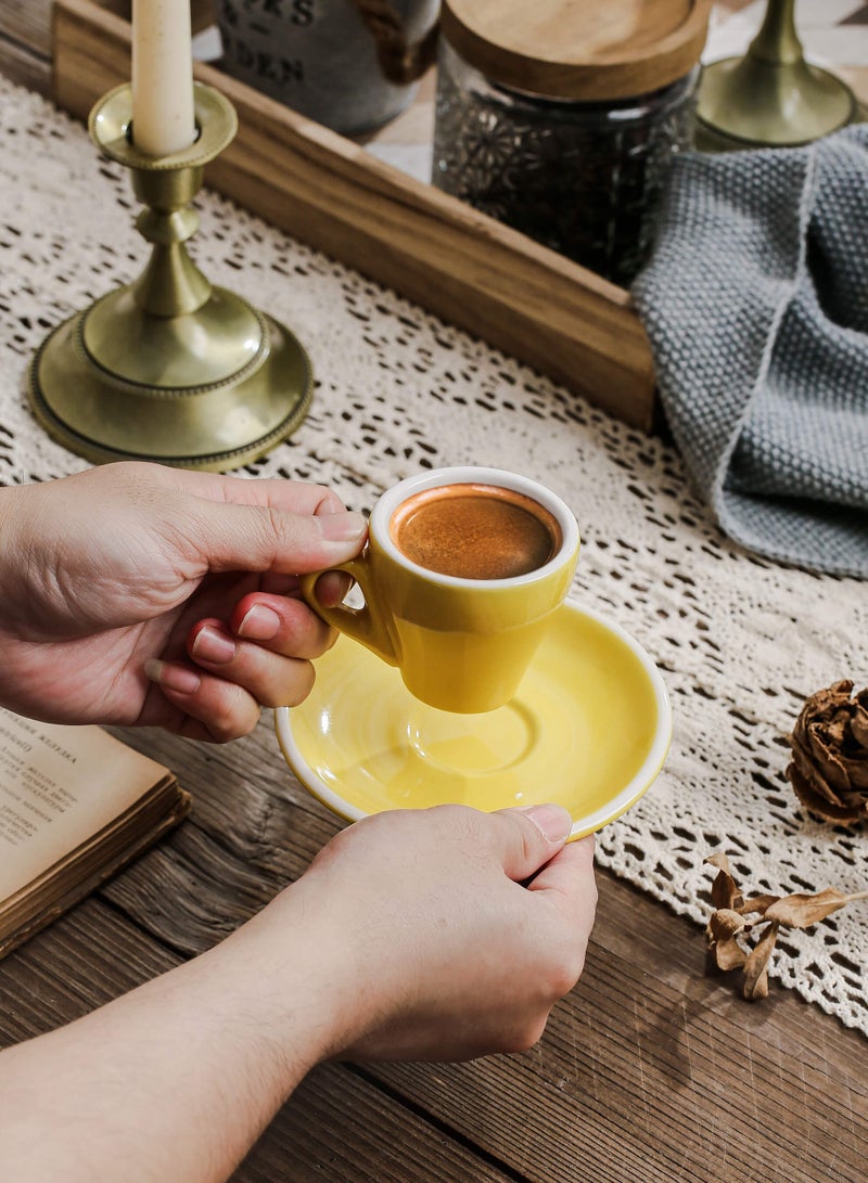 Shuer Ceramic Coffee cup, Espresso cup，Arabic coffee cup，Turkish coffee cup, Cup and Saucer Set Suitable for Home Office Restaurant Gifts Garden Party Home Afternoon Tea Set - Image 2