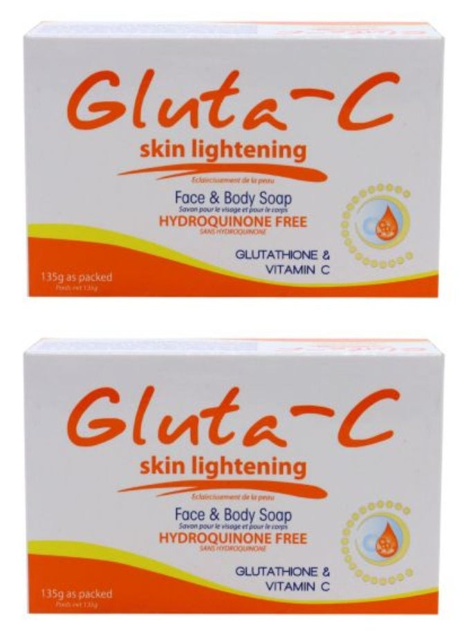 GLUTA C Two Pieces Of Skin Lightening Face And Body Soap With Glutathione and Vitamin C - 135x2g  - Image 1