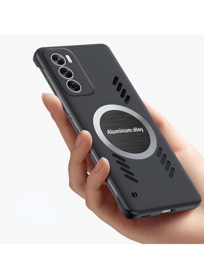 Generic Magnetic Case Compatible with OPPO Reno 12 Pro 5G Cover Frosted Heat Dissipation and Anti Drop Measures Full Protection Fundas For Reno 12 Pro  - Image 2