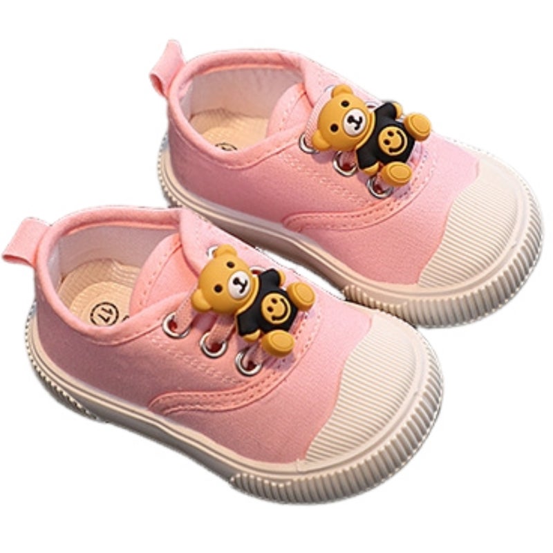 Cartoon soft sole TPR sole canvas bear toddler shoes - Image 1