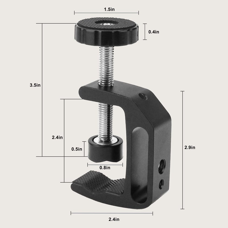 Leadrise Universal C-Clamp With 1/4 And 3/8 Thread Hole For Desktop Mount Holder LCD Monitor Flash Desks Carts Benches Worktables (2) - Image 3
