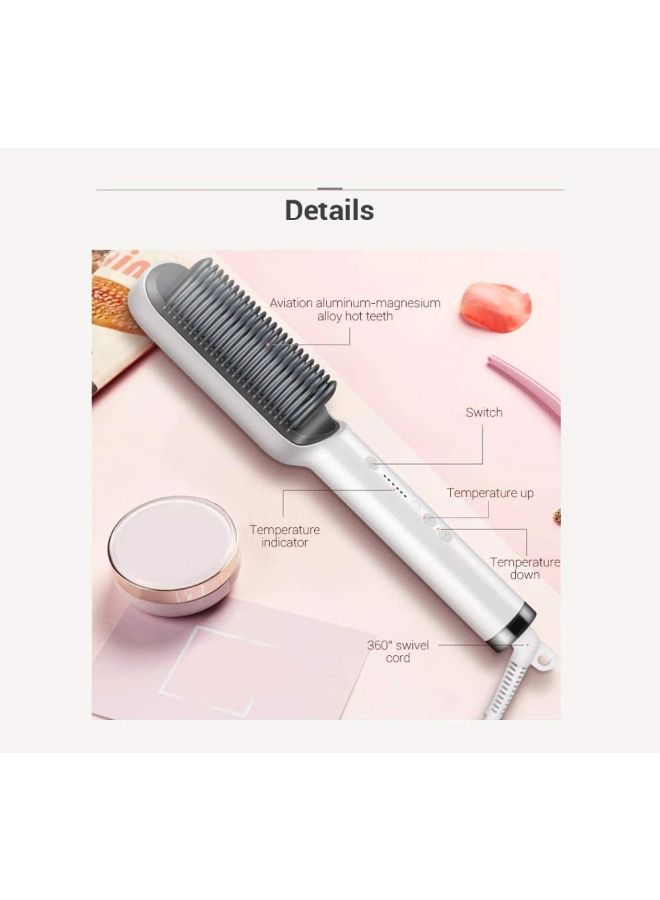 NIBEMINENT Hair Straightener Brush White - Image 5