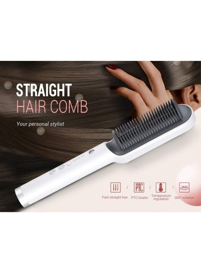 NIBEMINENT Hair Straightener Brush White - Image 3