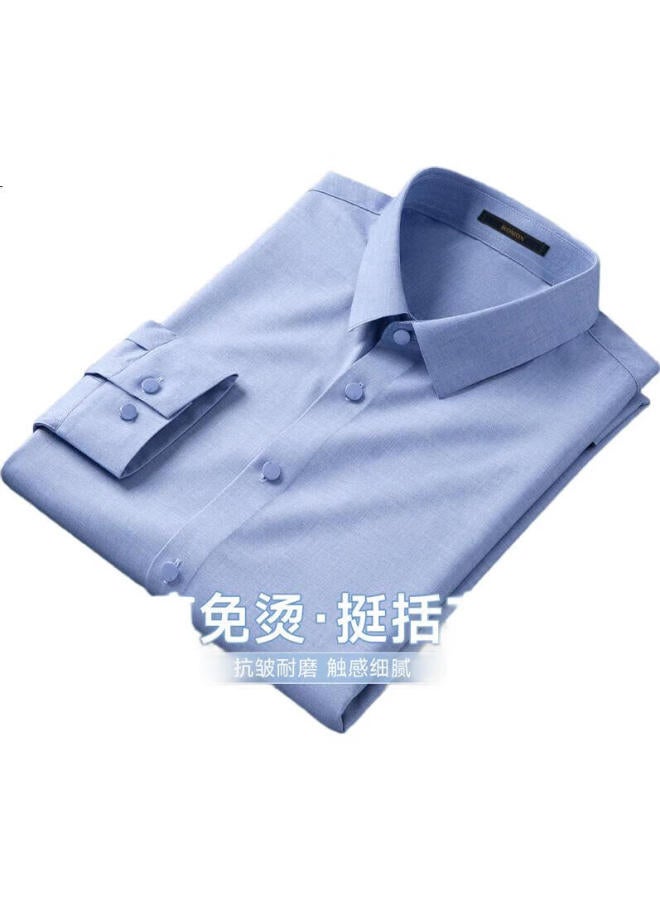 ROMON Luomeng Wrinkle-Free Shirt For Men, Seamless Ice Silk Long-Sleeve Shirt, Solid Color Business Casual Elastic Undershirt, Dad'S Top, Men'S Clothing - Image 2