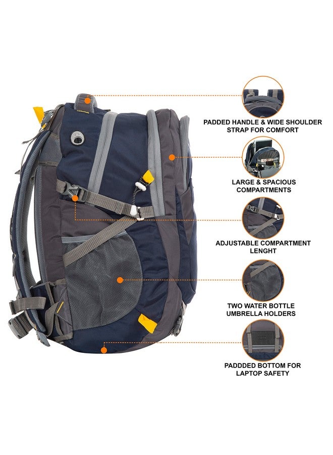Half Moon Half Moon 45L Hammer Waterproof Rucksack Bags for Men/Trekking Bags for Men | With 17.3" Laptop Compartment & Rain cover | For Trekking, Hiking, Travel Backpack for Men & Women (Navy Blue) - Image 4