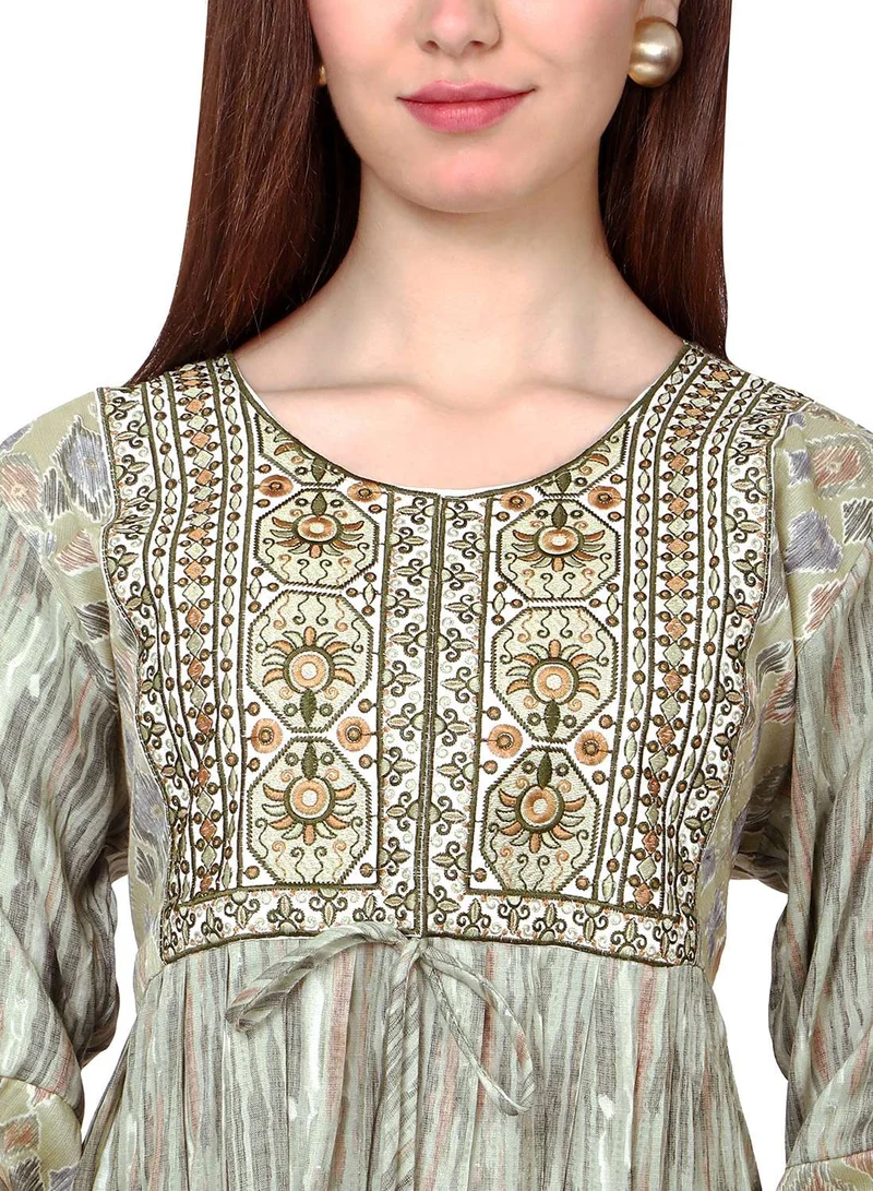 HANA & SARA LONG VISCOSE EMBROIDERED PRINTED SIMPLE ELEGANT ARABIC KAFTAN JALABIYA DRESS