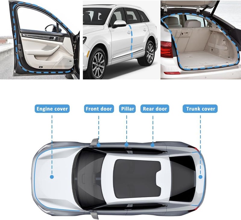 Salior Car Door Seal Strip,U-Shaped Automotive Weather Stripping Rubber Seal Strip with Metal Clips,Universal Push-in Car Door Edge Guards Fits Car Truck RV Boat Home(25Ft) - Image 3