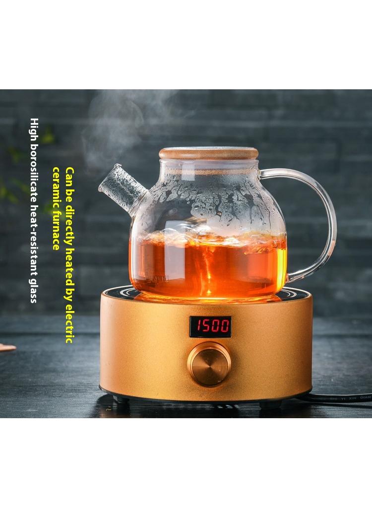 Bluejw طقم إبريق شاي زجاجي مقاوم للحرارة مكون من 6 قطع آمن للاستخدام على الموقد والميكروويف إبريق زجاجي من البورسليكات مع فوهة فلتر قابلة للإزالة للشاي السائب والشاي المتفتح - Image 5