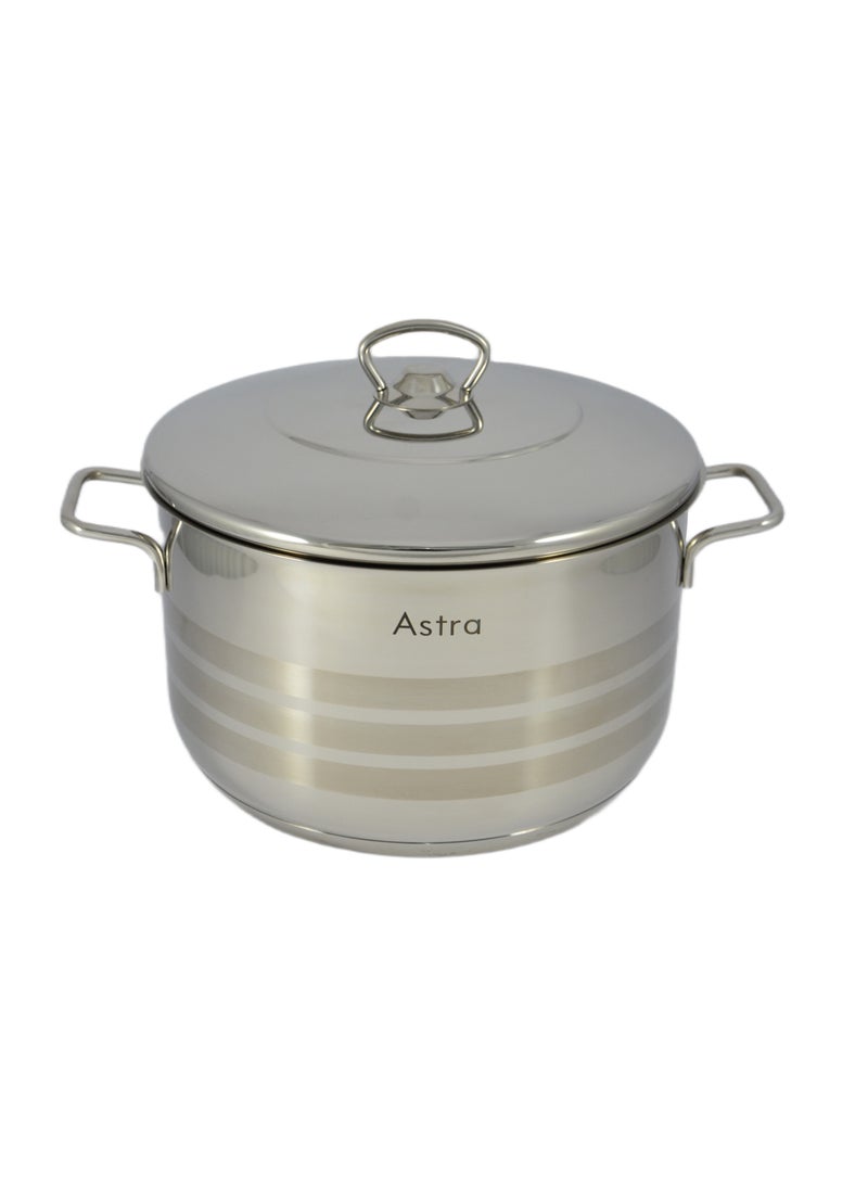 Astra Astra Stainless Steel Casserole – 24 x 12 cm – 6.3 Liter Capacity – 18/10 Cr-Ni Steel – Durable & Elegant Silver Cookware  - Image 2