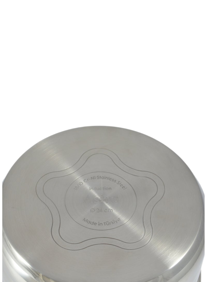 Astra Astra Stainless Steel Casserole – 24 x 12 cm – 6.3 Liter Capacity – 18/10 Cr-Ni Steel – Durable & Elegant Silver Cookware  - Image 3