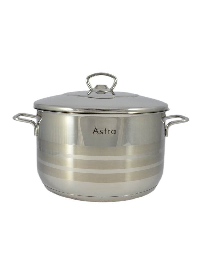 Astra Astra Stainless Steel Casserole – 24 x 12 cm – 6.3 Liter Capacity – 18/10 Cr-Ni Steel – Durable & Elegant Silver Cookware  - Image 1