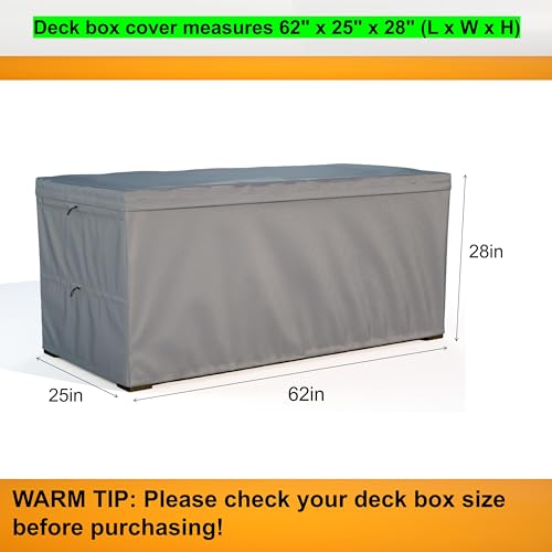 DORAHUA Deck Box Cover Outdoor Storage Box Cover 150 Gallon Heavy Duty 600D Oxford Cloth Water And Dust Resistant Size 62x25x28 Inches Fits Most Patio Box - Image 3