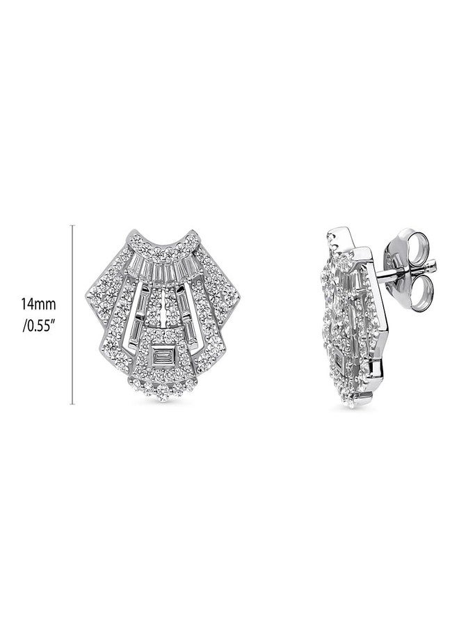 بيركيل أقراط بيريكل الفضية الإسترلينية بتصميم آرت ديكو للنساء، مرصعة بالزركونيا المكعبة - Image 2