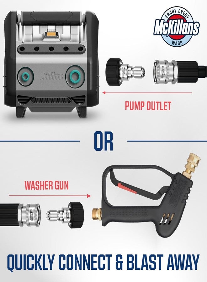 McKillans® M22-14mm Pressure Washer Quick Connect Pair - M22 to 3/8 Quick Connect Pressure Washer Fittings - Power Washer Accessories - Quick Connect Hose Fittings - Hose Adapter Set (Stainless Steel) - Image 4
