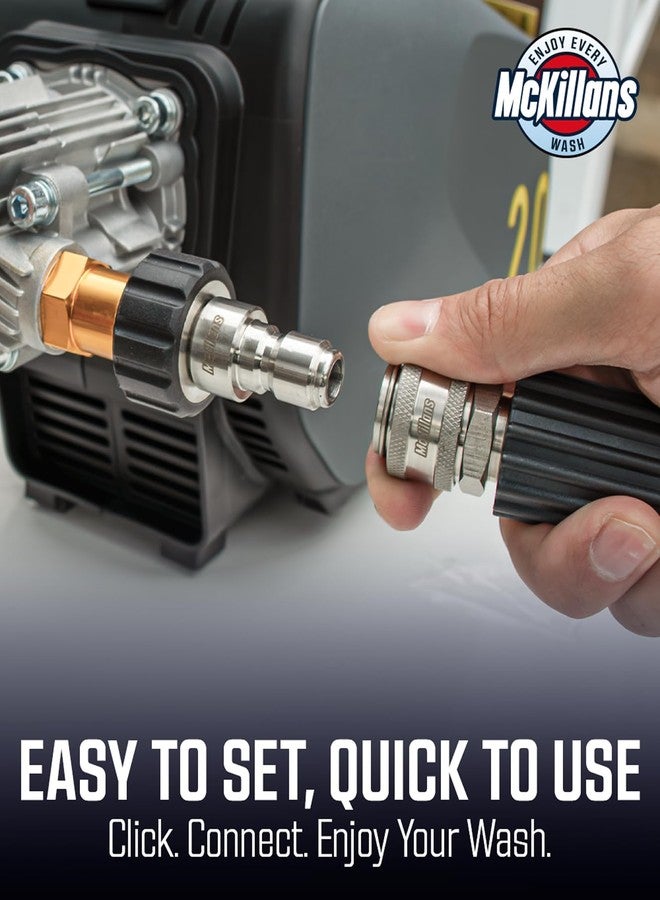 McKillans® M22-14mm Pressure Washer Quick Connect Pair - M22 to 3/8 Quick Connect Pressure Washer Fittings - Power Washer Accessories - Quick Connect Hose Fittings - Hose Adapter Set (Stainless Steel) - Image 5