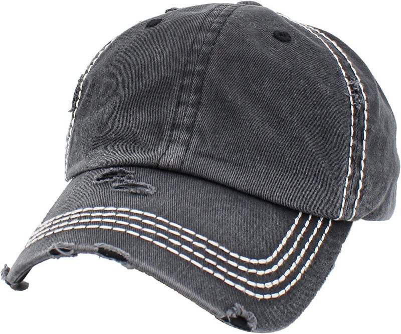 KBETHOS Vintage Washed Distressed Cotton Dad Hat Baseball Cap Adjustable Polo Trucker Unisex Style Headwear - Image 1