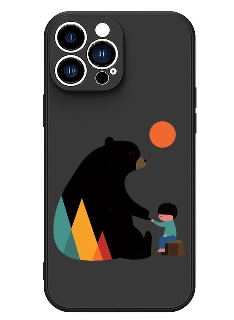 Theodor Protective Slim Fit Case Liquid Silicone Cover with Full Body Protection Anti-Scratch Shockproof Case For iPhone 14 Pro Max Black  - PS sumbol - Image 1