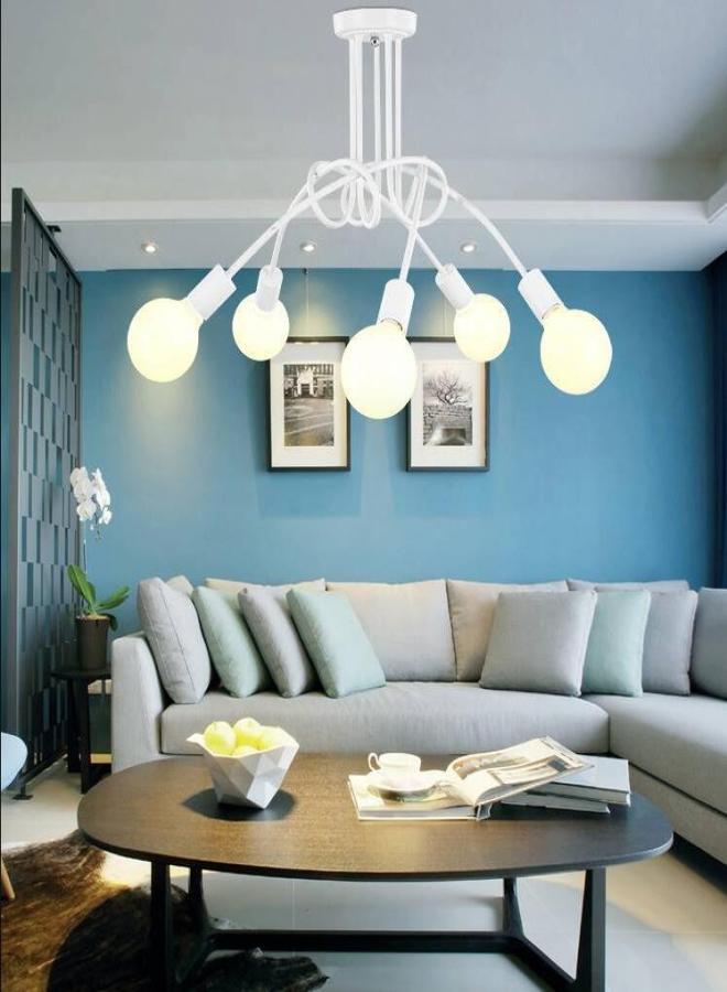 Cross-border industrial style multi-head bent tube wrought iron chandelier simple American personality small chandelier living room dining room bedroom chandelier without light source 3 golden heads - Image 4