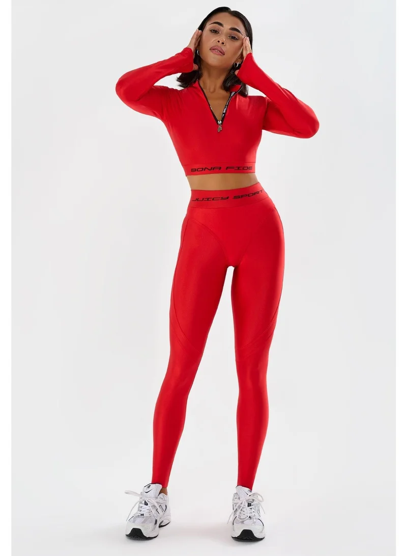 بونا فيدي Rashguard Juicy توب قصير رياضي نسائي بأكمام طويلة مطاطي – أحمر