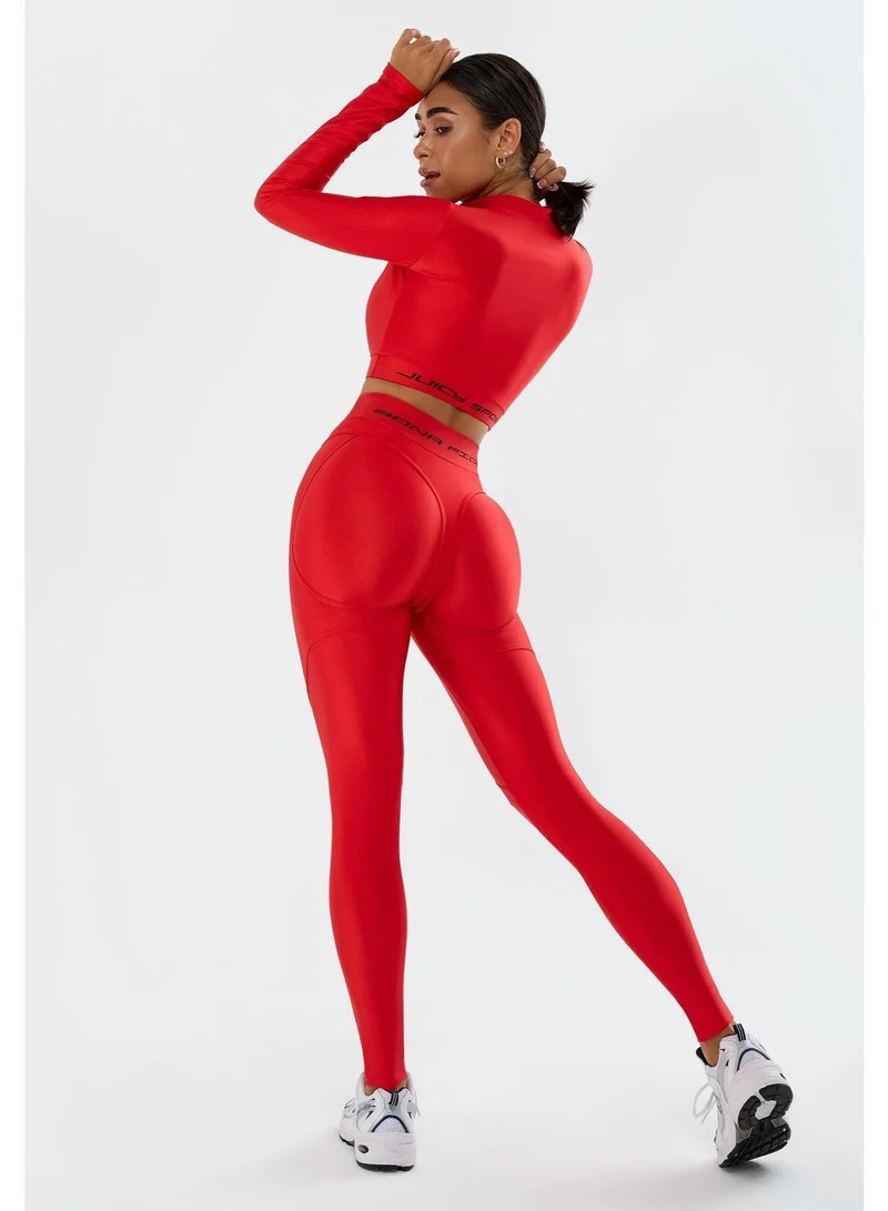 Bona Fide Rashguard Juicy Red Rashguard Juicy Crop Long Sleeve Gym Top for Women | Best Price UAE