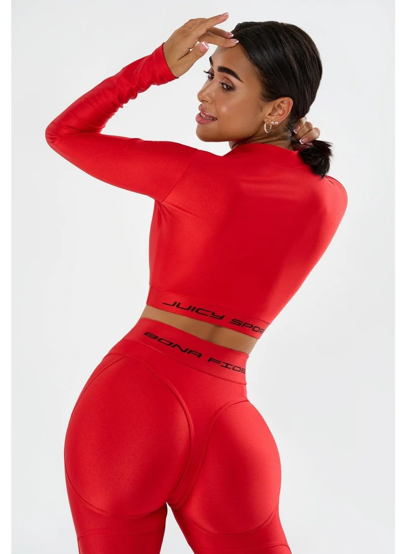 Bona Fide Rashguard Juicy Red Rashguard Juicy Crop Long Sleeve Gym Top for Women | Best Price UAE