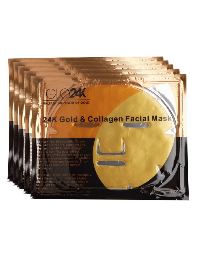 GLO24K UNLEASH THE POWER OF GOLD 24K Gold & Collagen Facial Mask A Potent Hydrating Nourishing And Recharging 24K Gold & Collagen Facial Mask  - Image 3