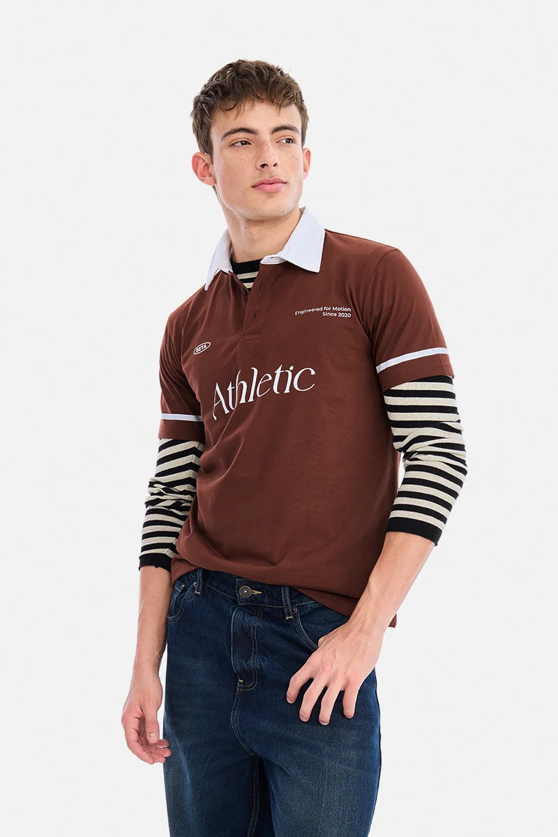 Brown Graphic Half Sleeve Regular Fit Casual T-Shirt