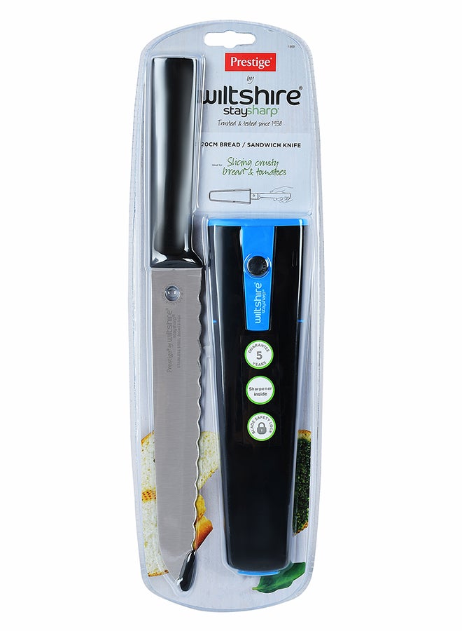 Prestige Wiltshire Staysharp Sandwich /Bread Sandwich/Bread Knife Black/Blue/Silver 20cm - Image 1