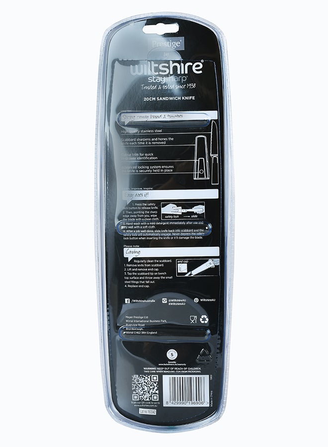 Prestige Wiltshire Staysharp Sandwich /Bread Sandwich/Bread Knife Black/Blue/Silver 20cm - Image 2