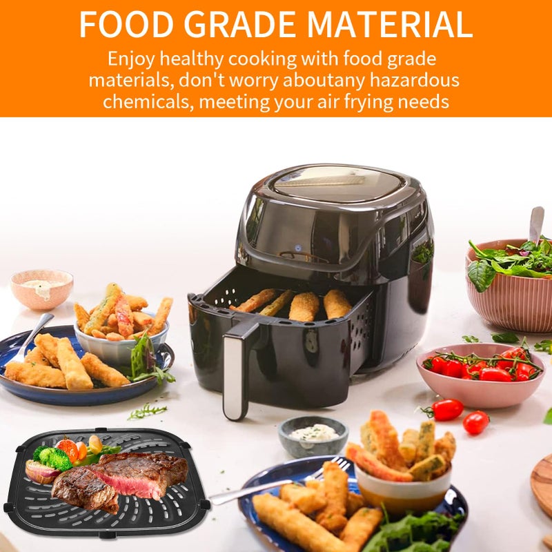 GWY Air Fryer Accessories for PowerXL Vortex Pro 8 QT Air Fryer, Oval Nonstick 10''*10''Air Fryer Replacement Parts Tray Basket Grill Pan Grill Plate Crisper Plate with Rubber Bumpers,Dishwasher Safe - Image 4