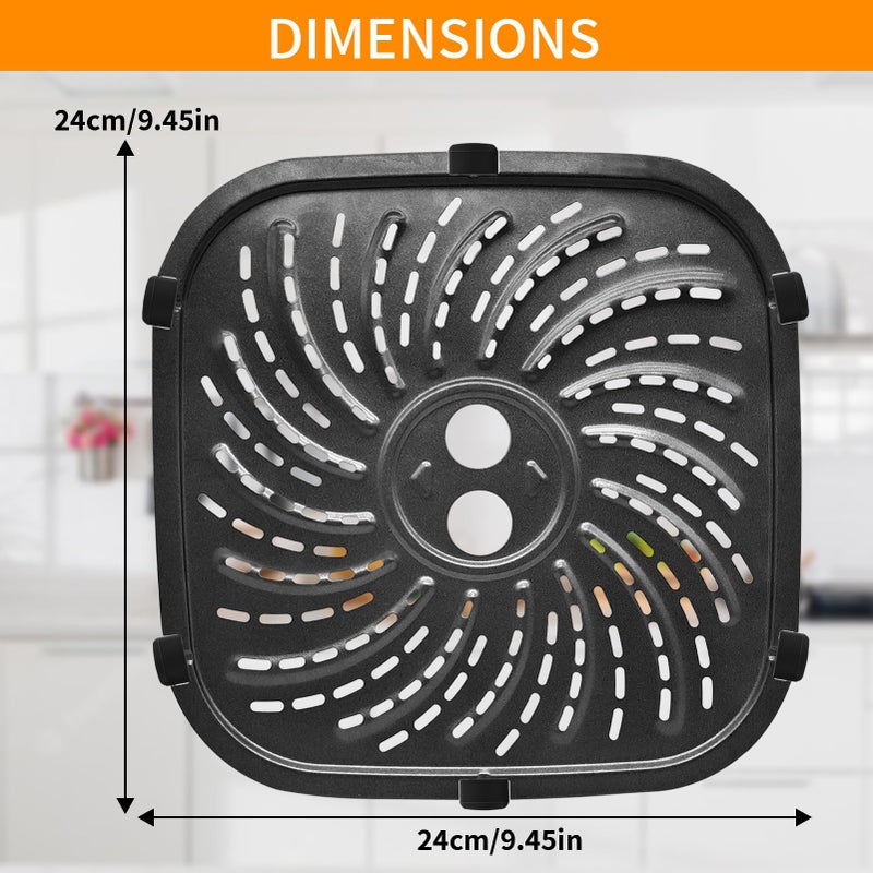 GWY Air Fryer Accessories for PowerXL Vortex Pro 8 QT Air Fryer, Oval Nonstick 10''*10''Air Fryer Replacement Parts Tray Basket Grill Pan Grill Plate Crisper Plate with Rubber Bumpers,Dishwasher Safe - Image 2