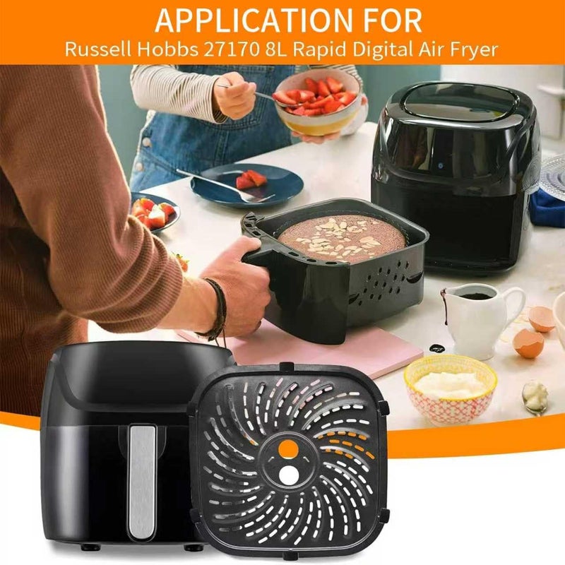 GWY Air Fryer Accessories for PowerXL Vortex Pro 8 QT Air Fryer, Oval Nonstick 10''*10''Air Fryer Replacement Parts Tray Basket Grill Pan Grill Plate Crisper Plate with Rubber Bumpers,Dishwasher Safe - Image 3