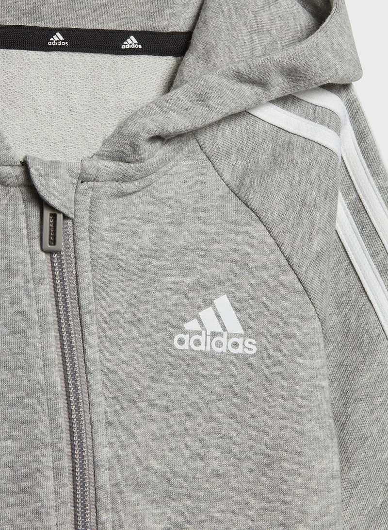 adidas بدلة رياضية قطن اساسية بـ 3 خطوط للأطفال
