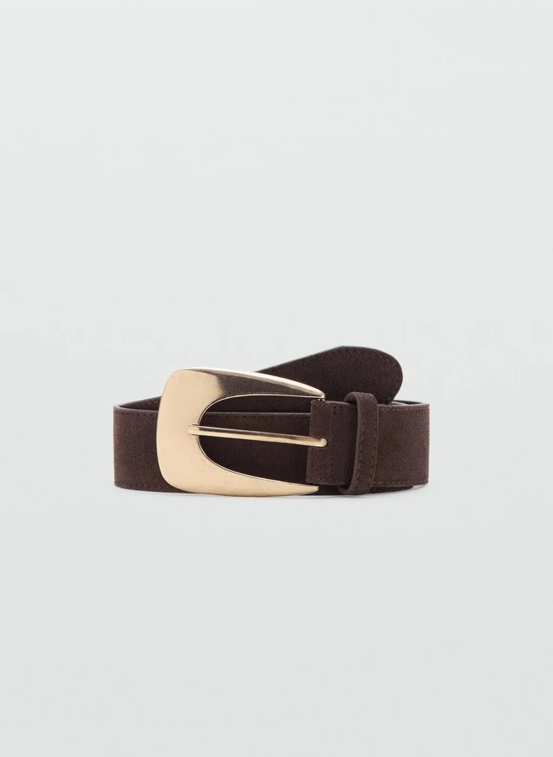 MANGO Suede belt with maxi buckle
